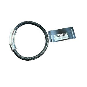 Express Silver Clasp Black Braided Bracelet
